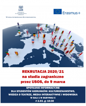 Rekrutacja na wyjazdy Erasmus+ dla studentów 2020/21